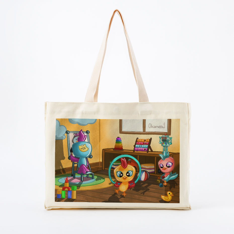 Précommande : Sac à cabas en tissu "Récréation à plumes"