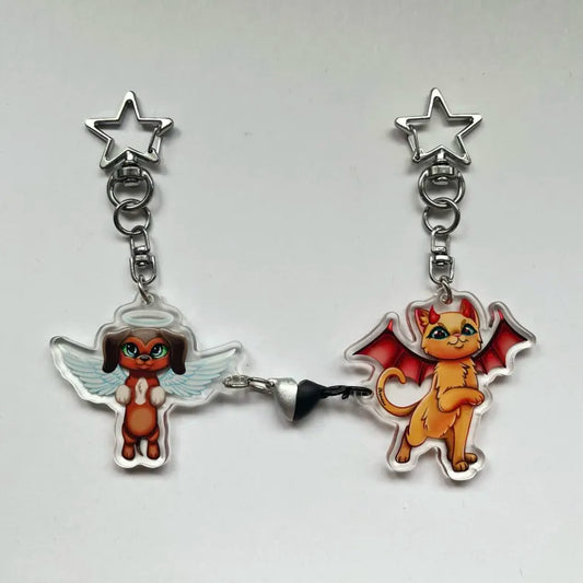 Porte-clés LPS ange teckel 675 et démon chat 339