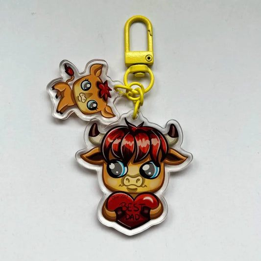 Porte-clés LPS papa et bébé taureau veau 2522