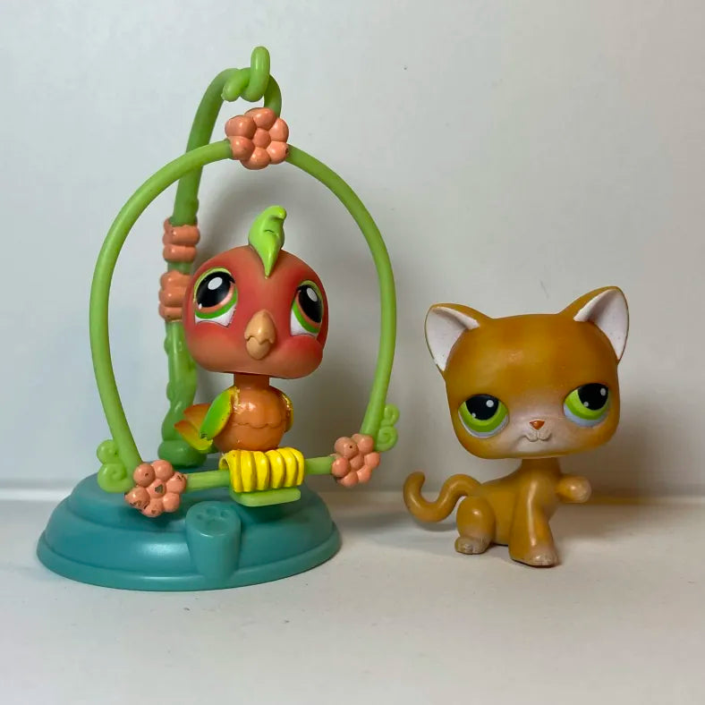 Figurine Littlest Petshop Chat #11 et Cacatoès #120