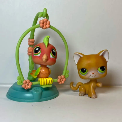 Figurine Littlest Petshop Chat #11 et Cacatoès #120
