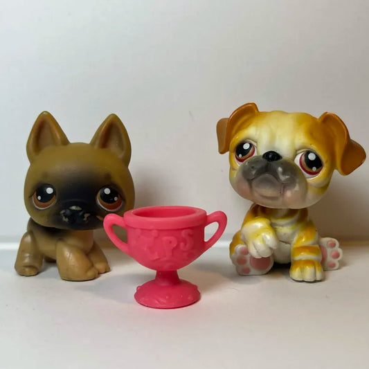 Figurine Littlest Petshop Chien Berger Allemand #61 Bulldog #46