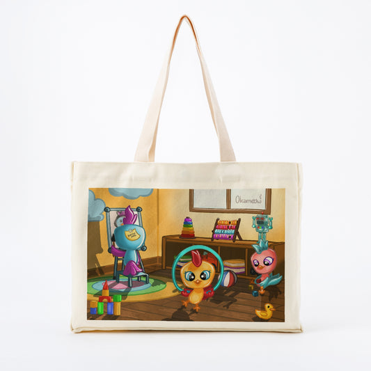 Précommande : Sac à cabas en tissu "Récréation à plumes"