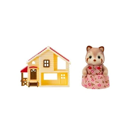 Sylvanian Families : Miniature Series Big Town House With Red Roof Raccoon
